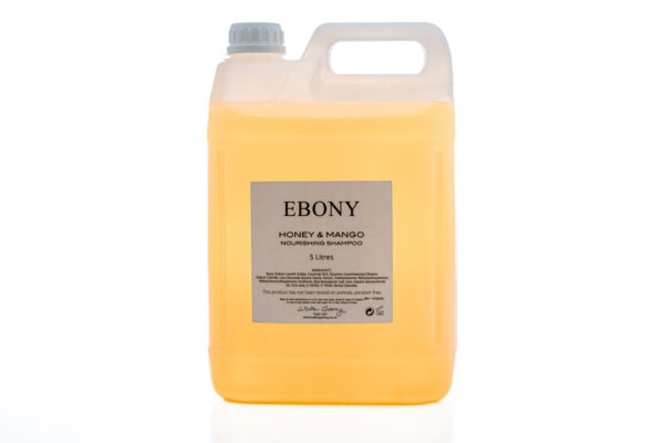5L refill bottles of Ebony Shampoo collection, offering eco-friendly, rich shampoo for hospitality settings.