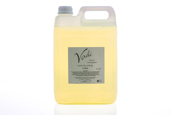 5L refill bottles of Verdi toiletry collection, offering eco-friendly, herbaceous-scented toiletries for hospitality use.